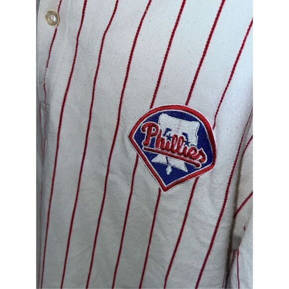 Vintage Logo Athletic  PHILIES Shirt Jersey Striped Vintage Ivory Jersey Size la - Picture 10 of 11